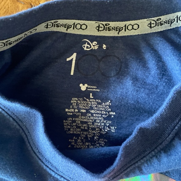 Disney 100th Anniversary Mickey Mouse Blue T-shirt, L - Picture 3 of 5